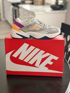 Nike Gray Sneakers with Yellow, Purple & Blue Accents
